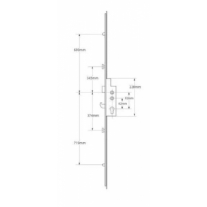 Fullex XL Latch Hook 2 Rollers 2 Mushrooms Lift Lever or Double Spindle Multipoint Door Lock